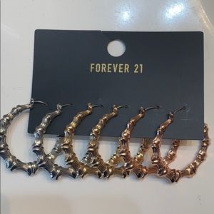 Forever 21 small bamboo earrings three colors